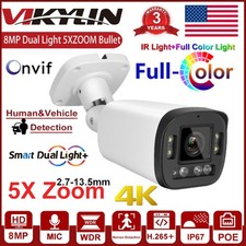 Vikylin 4K 8MP 5X ZOOM PoE IP Camera Outdoor Dual Light Human Vehicle detection