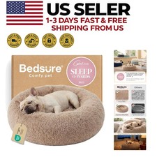 Calming Plush Donut Pet Bed 30", Washable Anti-Slip Cozy Bed for Cats  Dogs