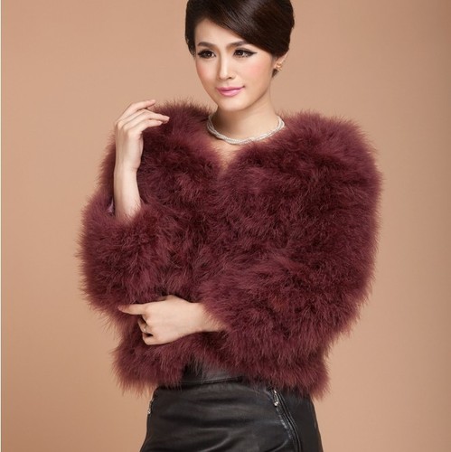 New Women Real Fur Ostrich Feather Fur Coat Jacket Winter Fashion Luxury 31002Y - Picture 7 of 43