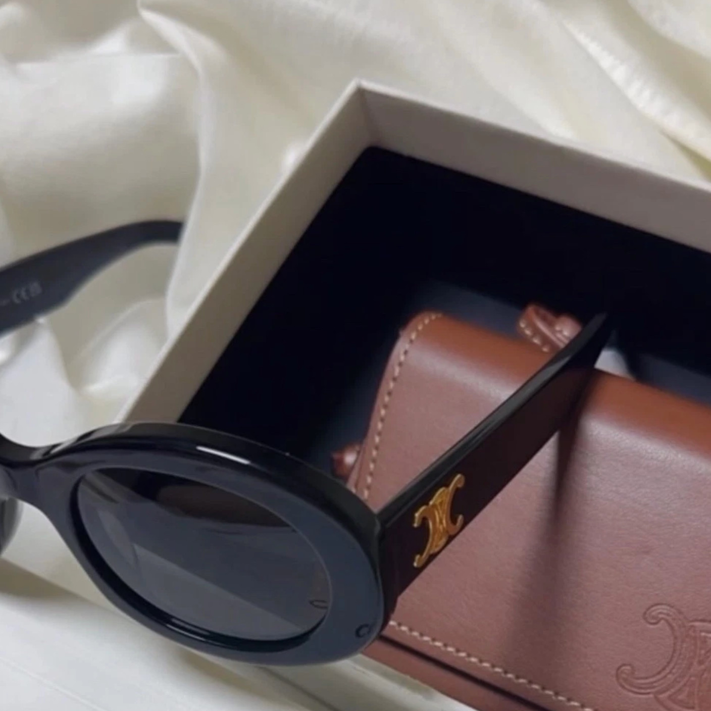 (W) Celine Triomphe 01 Sunglasses in Acetate Black . image 8
