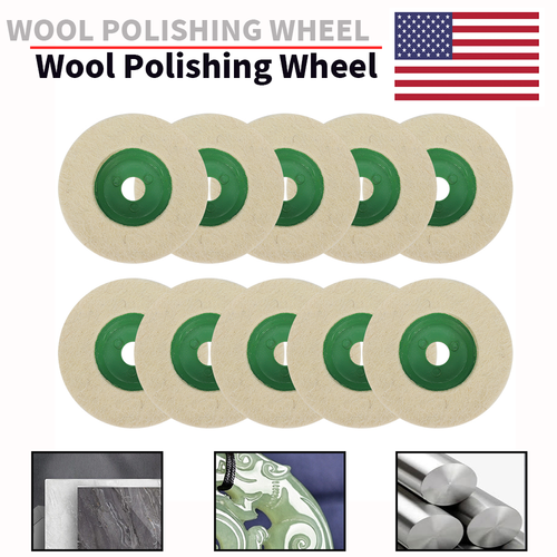 10Pcs 4 Inch Wool Buffing Wheel Felt Polishing Disc Pads For Angle Grinder Tool