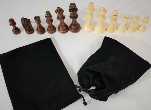 Wooden Chess Pieces, Set of 32 wooden Pieces with a bag ,Size 3''Gift for him - Picture 5 of 12