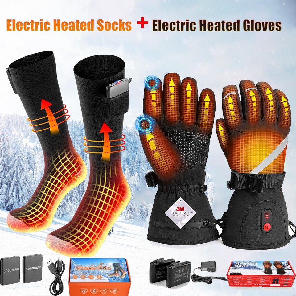 Electric Heated Gloves Rechargeable Battery with Electric USB Heated ...