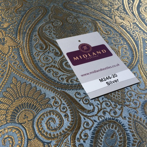 Ornamental paisley gold metallic print Indian banarsi Brocade fabric M246 Mtex - Picture 90 of 130