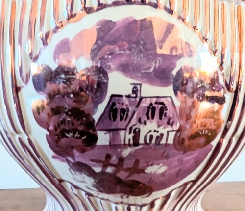 Old Georgian c 1815 Staffordshire Pearlware Relief Molded Pink Luster Pitcher - Picture 3 of 11