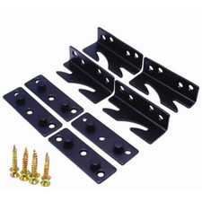 4 PCS Bed Rail Brackets Heavy Duty Black Non-Mortise Screws Included
