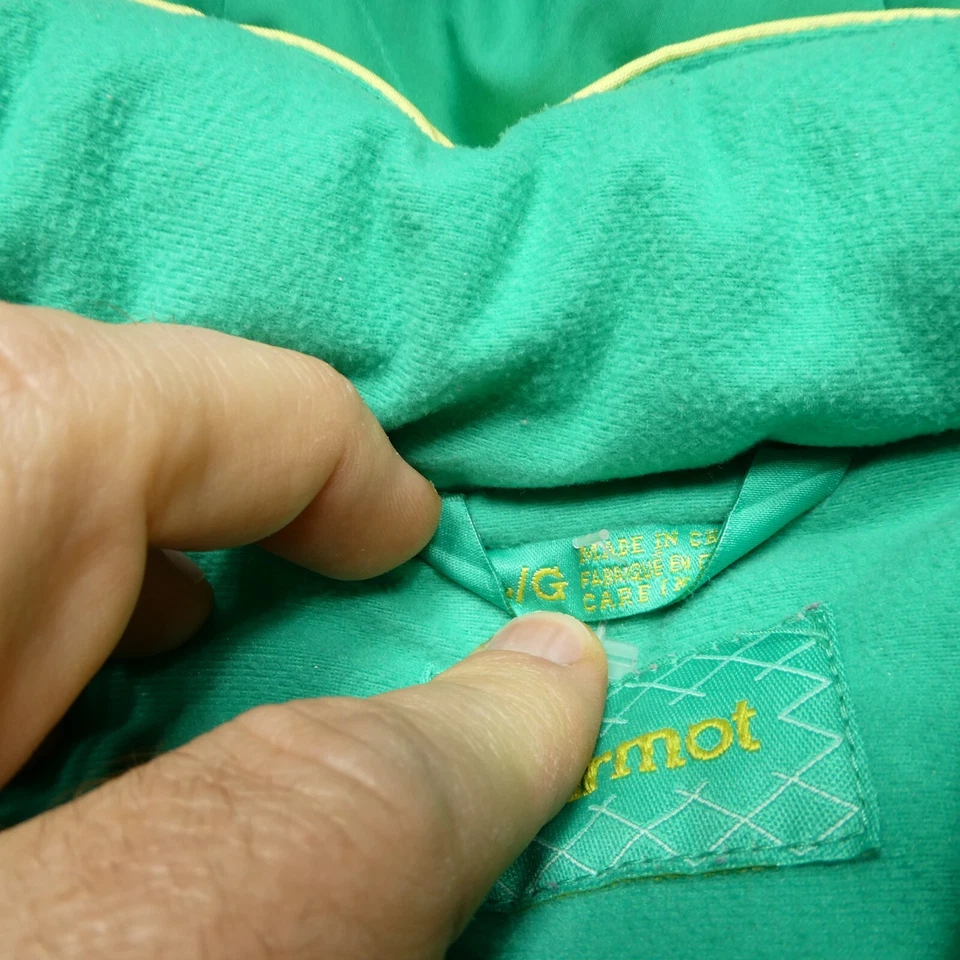 Marmot Jacket Youth Girls Large Green Yellow Insulated Parka Coat Zip Pockets - Image 3 of 4