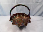 Fenton Amethyst Carnival Glass Persian Medallion Basket 7" Tall
