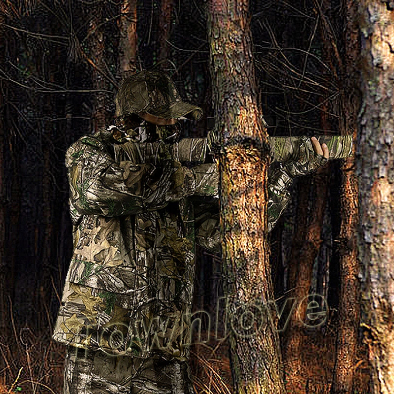 Mens Winter Bionic Camo Thicken Fleece Hunting Clothes Tactical Waterproof Suits - Image 2 of 4