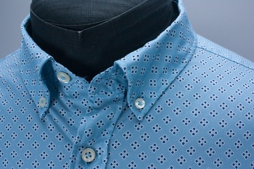 Charles Tyrwhitt Mens Button-Down Diamond Print Long Sleeve Shirt Aqua-Green XXL - Picture 4 of 20