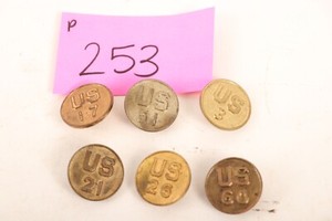 P253/ Lot of 6 WWI  Collar Discs Screw Back Unit Marked