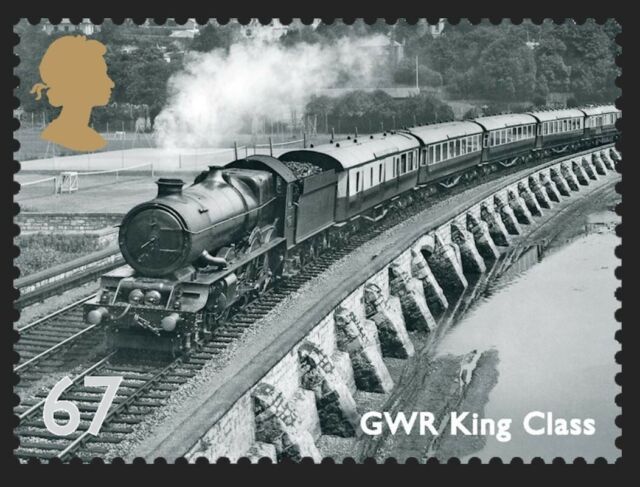 GWR King Class &#039;King William IV&#039; near Teignmouth 1935 on 2010 stamp
