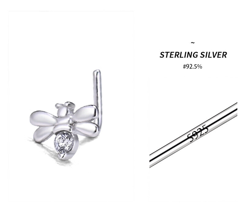 Covet Jewelry Buzz Off Bumble Bee L-Shape Nose Ring - Gold Plated Steel, 20 Gauge - View #8