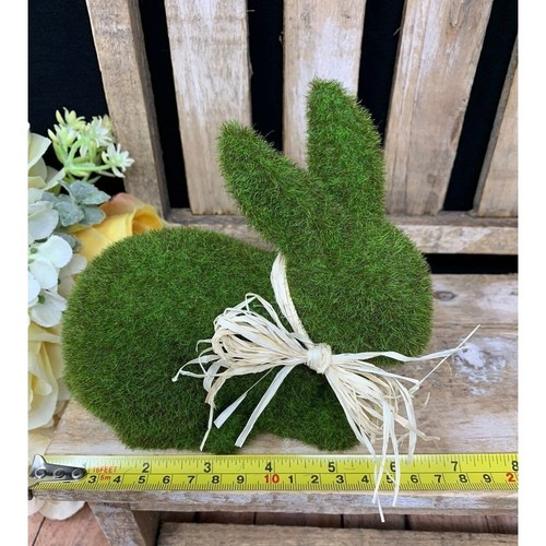 Osterhase Hase Set Moos beflockt bedeckt grün Figuren Bast Schleife Set Bauernhof - Bild 7 von 8