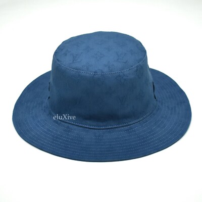 Denim Monogram Bucket Hat Wide Large Brim Jacquard Navy Blue Beach Louis Vuitton Since 1854 Limited Edition Set – Denim  main image 2