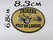 Quality Iron/Sew on Trikers Stay on Longer biker patch Harley Davidson Trike