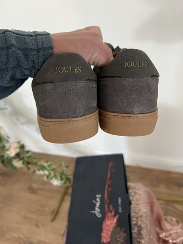 JOULES Classic Trainers Mens UK 6.5 EU40 Grey Suede Leather Lace Up Shoes NEW - Picture 19 of 23