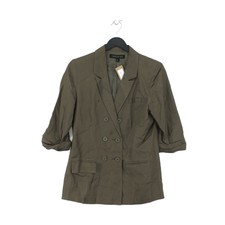 Forever New Women's Jacket Uk 10 Green Viscose With Cotton, Linen Overcoat