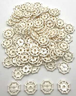 Lego 100 New White Plates Modified 2 x 2 Stud with Bar Frame Octagonal Reinforce