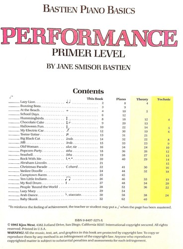 Bastien Piano Basics - Performance, Primer Level - Picture 2 of 6