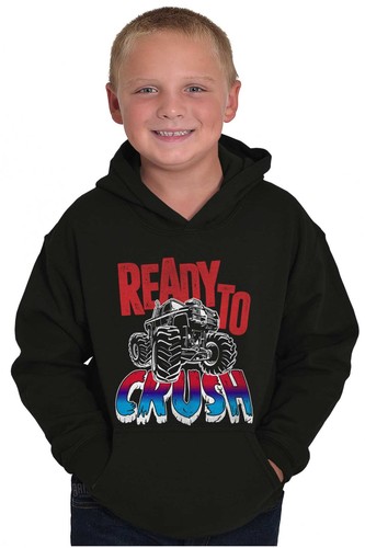 Cool Ready To Crush Monster Truck Kids Hoodie Sweatshirt Boys - Picture 4 of 8