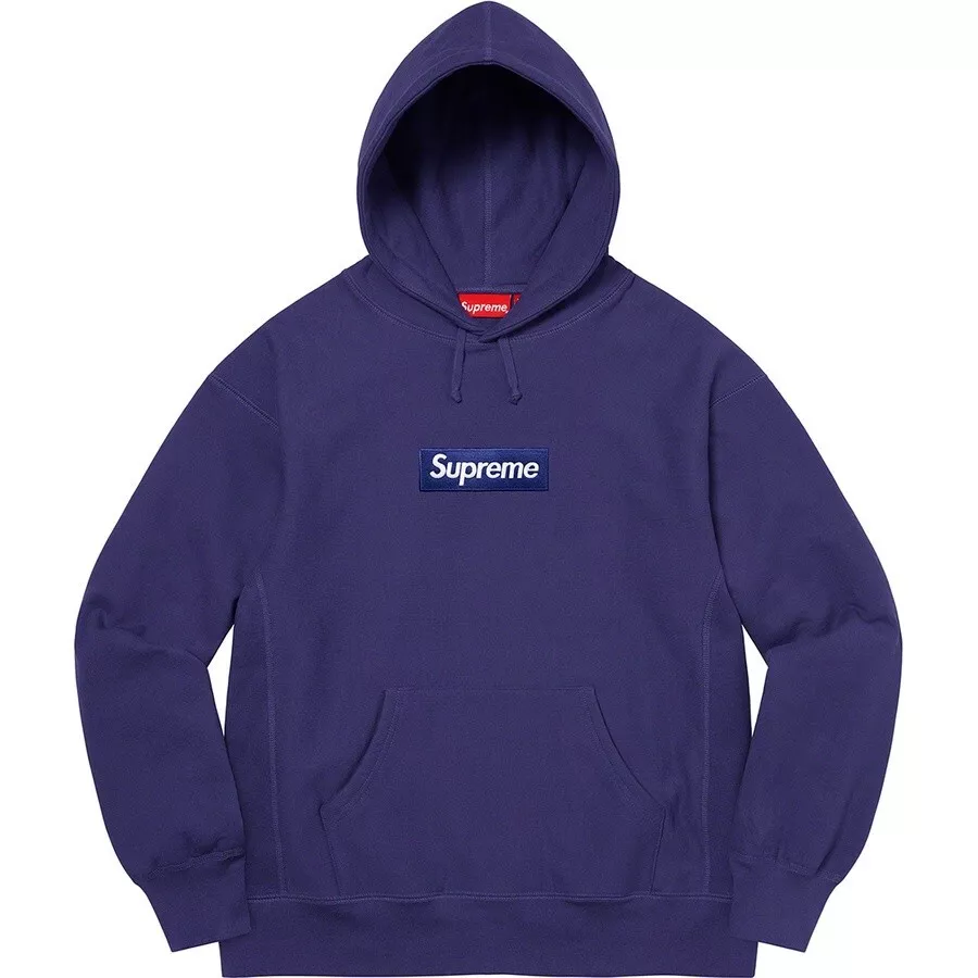 Supreme 21FW Box Logo Hooded Sweatshirt Washed Navy M