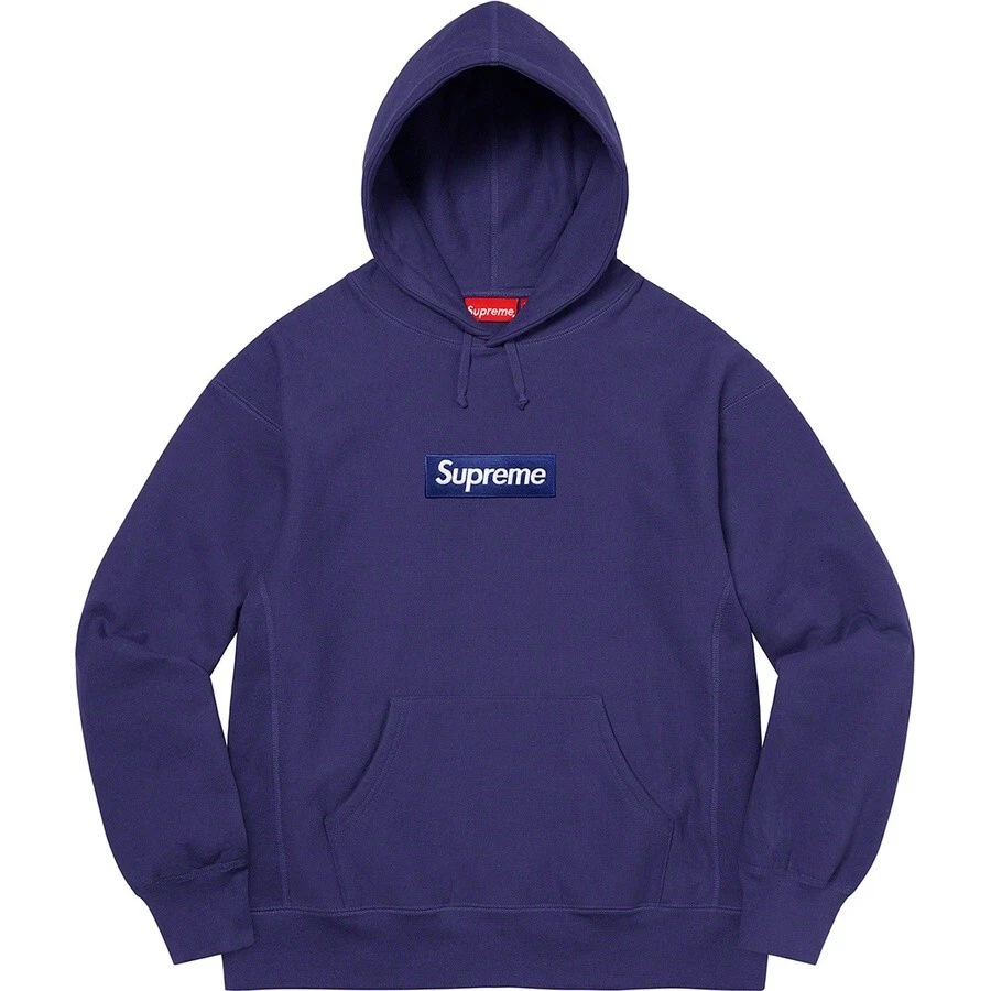 Sweat shirt à capuche logo boîte Supreme 21FW lavé marine L