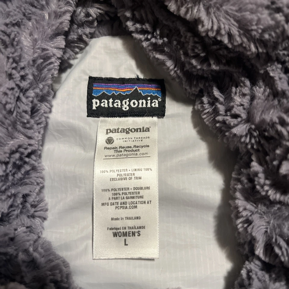 Chaqueta Patagonia Pelage Mujer Talla L Gris Polar Imitación Piel Cremallera Completa Difusa con Presión Foto 3 de 4