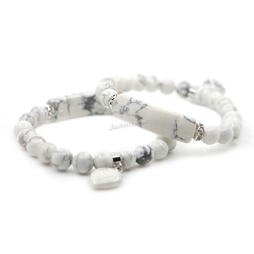 Semi-precious gemstone beads Heart Charm stretch bracelet 7" - Picture 55 of 168