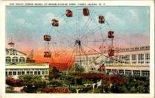 The Great Ferris Wheel at Steeplechase Park, Coney Island, New York postcard