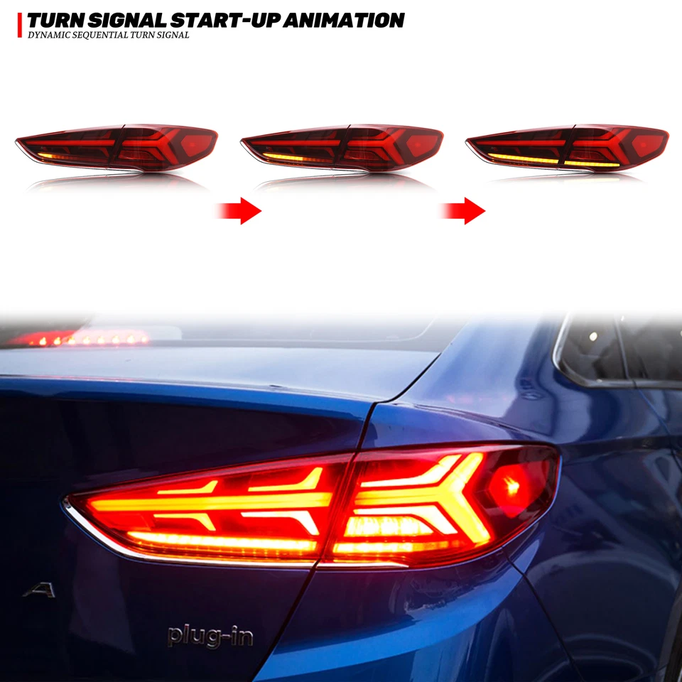 Luces traseras LED rojas para Hyundai Sonata 2018 2019 conjunto de luces traseras secuenciales Foto 3 de 4