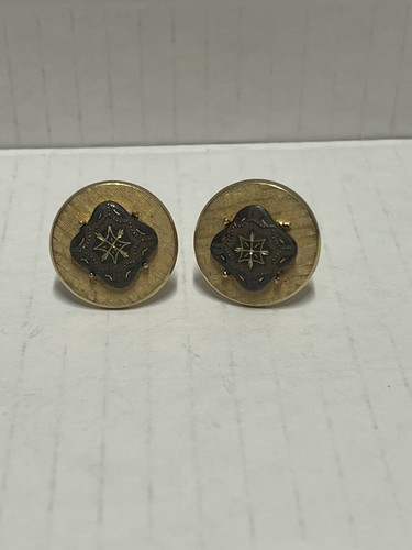 Cufflinks Gold tone design set of 2 vintage - Picture 5 of 12