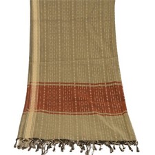 Sanskriti Vintage Dupatta Long Stole Cotton Grey Woven Wrap Scarves