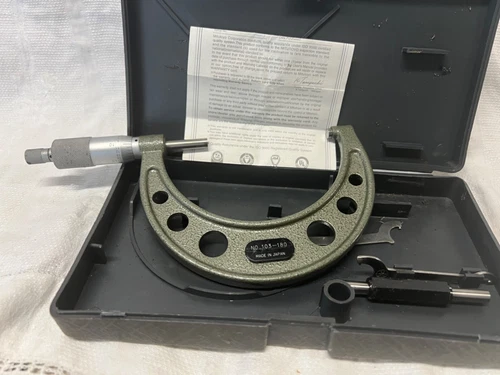 3-4" MITUTOYO 103-180 OUTSIDE MICROMETER  .001 RATCHET STOP CARBIDE FACE JAPAN