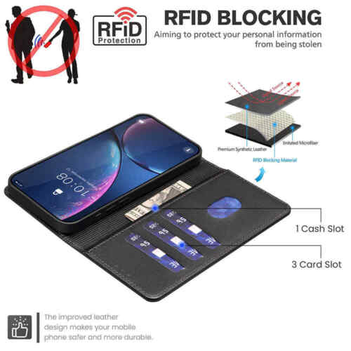 For Samsung A25 A35 A15 A14 A54 A13 A33 Wallet Leather Case Cover RFID Blocking - Picture 3 of 23