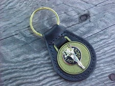 LADY LUCK ANTIQUE GOLD LEATHER KEY FOB NOS CUSTOM-MADE RAT ROD PIN-UP HI-QUALITY