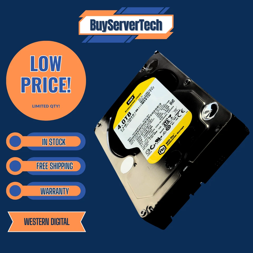 WD4000FYYZ Western Digital RE 4TB 7.2k 64MB 3.5" SATA 6Gb/s HDD | 0 Hours | 1 Y - Image 4 of 4