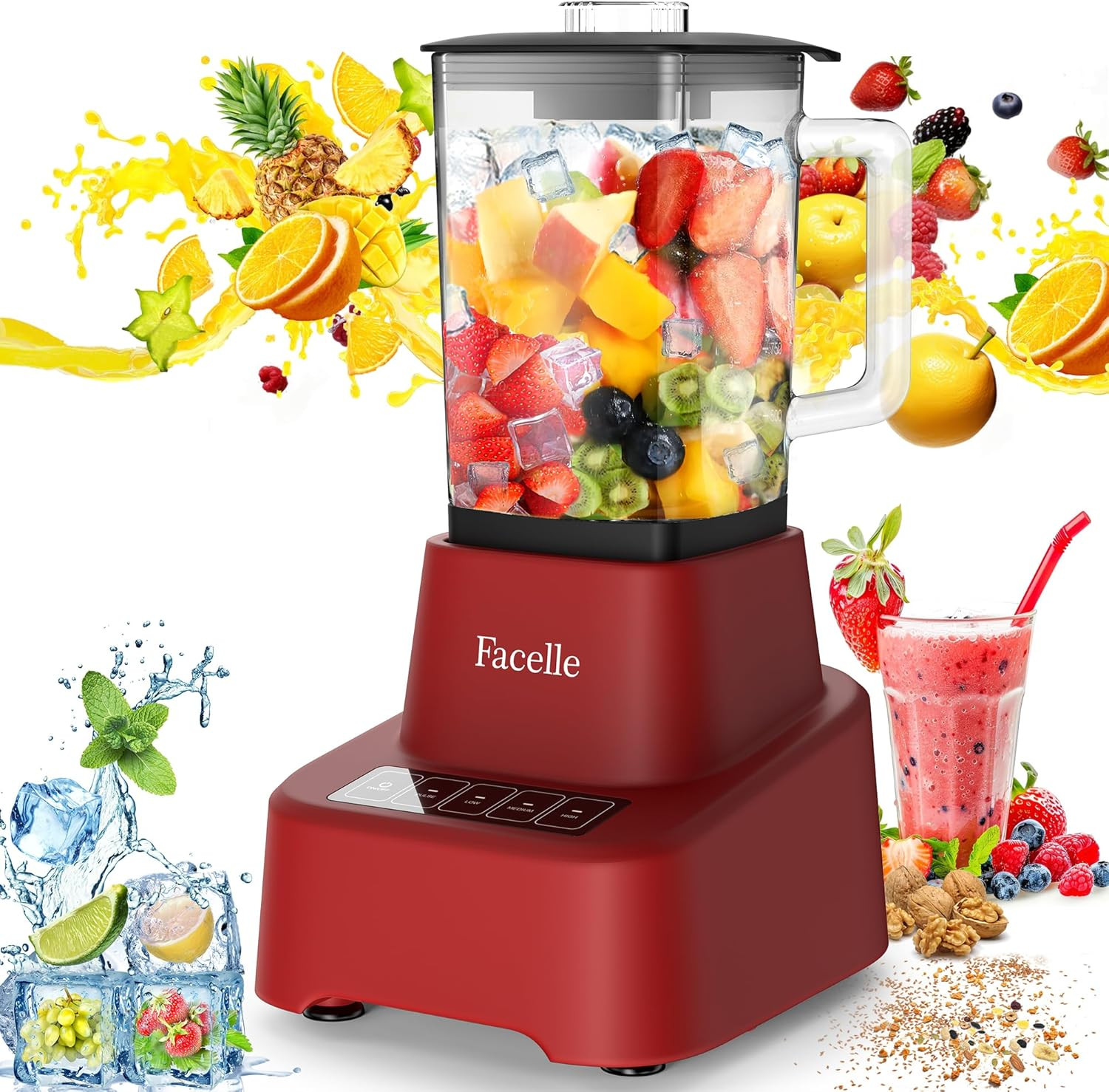 Frullatore Vetro 1.6L per Smoothie Bowl e Diete Detossinanti
