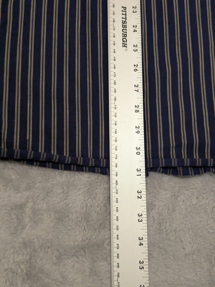 Dockers Button Shirt Men's XL Blue Striped Cotton Long Sleeve Wrinkle Free - Image 4 of 4