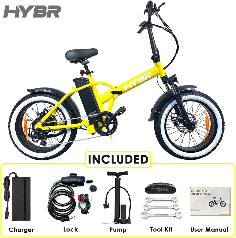 HYBR FAT Tyre Electric Bike FAT Tire Folding E Bike, 250W E-Bike Bicycle - Image 3 of 4