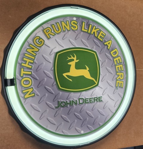 JOHN DEERE  12"  round Led Light Sign Perfect  Gift Idea Man Cave home decor - Picture 1 of 2