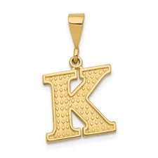 14k Yellow Gold Textured Initial K Charm Pendant Perfect Gift for Her