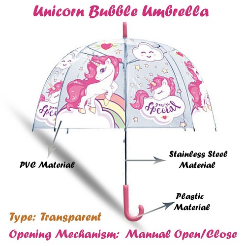 Girls Windproof Bubble Umbrellas, Kids Wipeable Brolly School Gift for 3-7Year - Picture 42 of 69