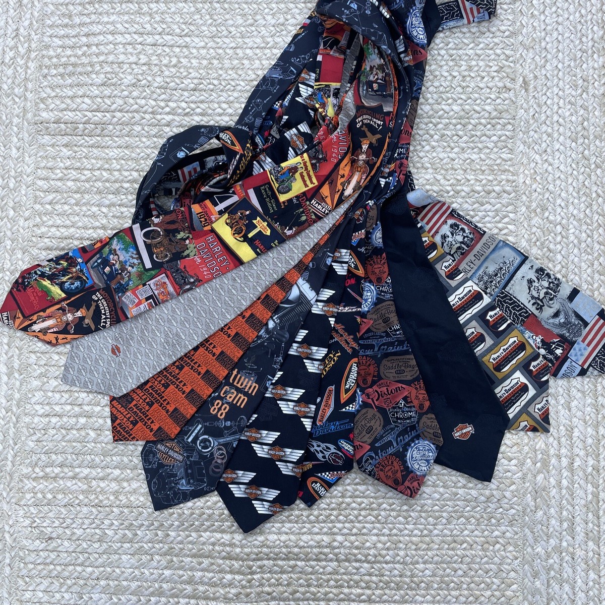 Lot of 10 Vintage Harley Davidson Motorcycle Neck Ties Ralph