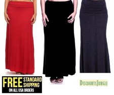 Ambiance Women's Plus Size Relaxed Fit Full Length Maxi Skirt 1X 2X 3X