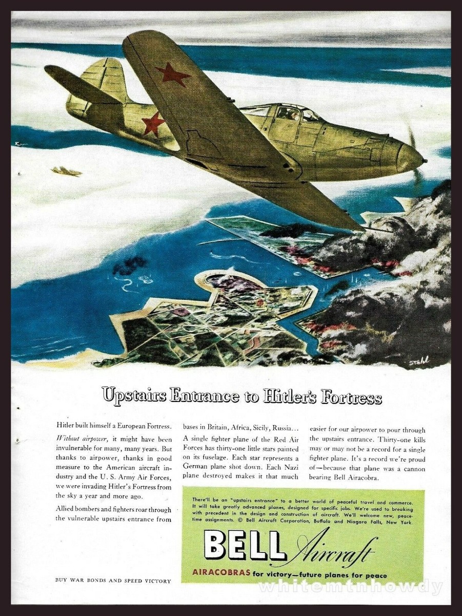 1944 WWII BELL AIRACOBRA P-39 Aircraft WW II WW2 AD Army Air Force 