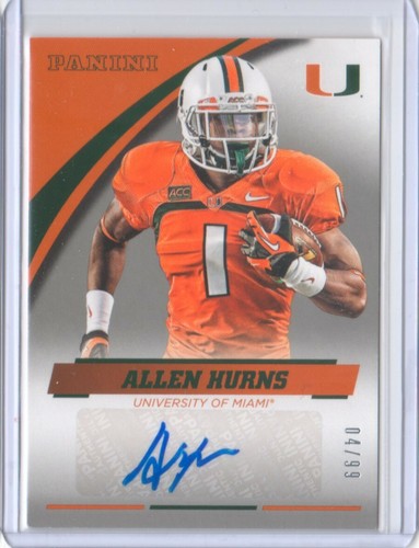 2015 Panini Collegiate Miami Autograph Silver Allen Hurns /99 Auto - Flat S/H - Picture 3 of 12