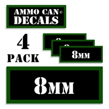 8mm Ammo Can 4x Labels Ammunition Case 3"x1.15" stickers decals 4 pack