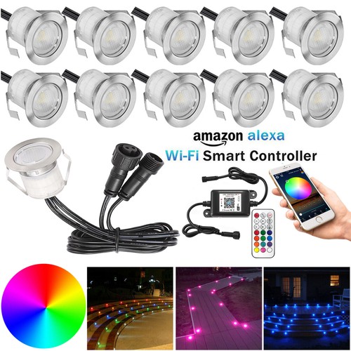 10x WIFI Controller Ø30mm RGB LED Decking Lights Terrace/Patio/Path/Garden Lamp - Picture 1 of 11