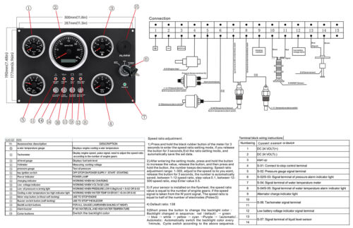 5 Gauges Set with Instrument Panel 0-6000RPM 7 Colors LED For Marine Boat Yacht - Picture 16 of 16